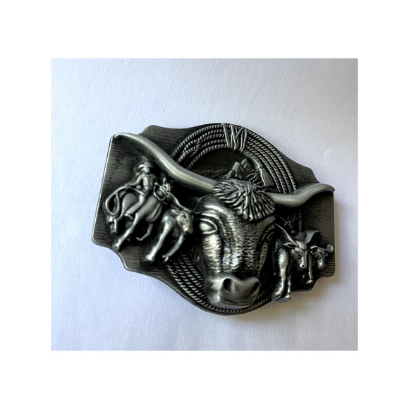 Longhorn Cattle Roundup Western Country Belt Buckle - Picture 4 of 8